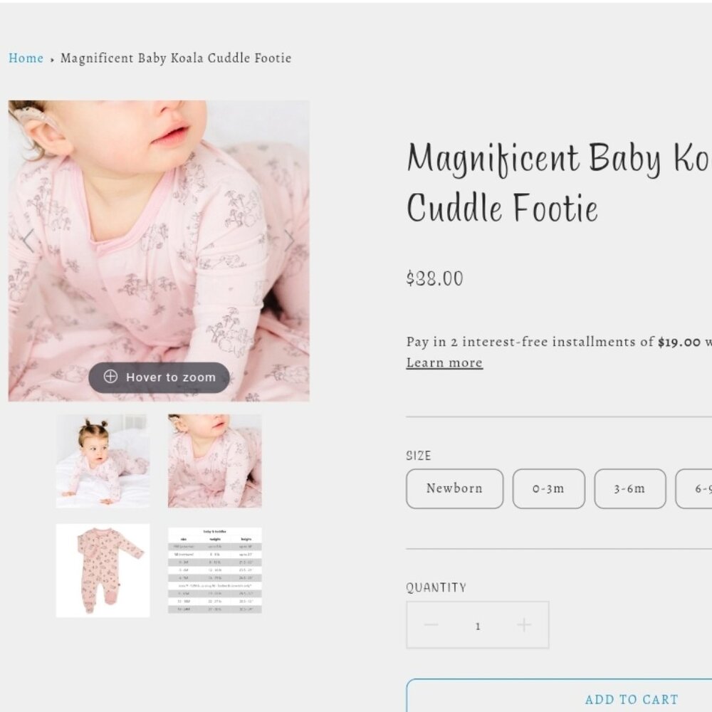 Magnetic me baby Koala footie 3-6 months